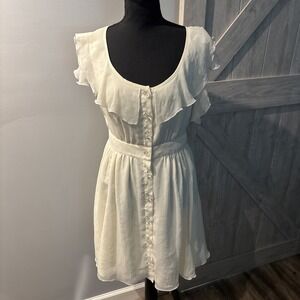 JOVOVICH HAWK For Target Chiffon Babydoll‎ Lace Dress ivory Romantic Boho Chic 9